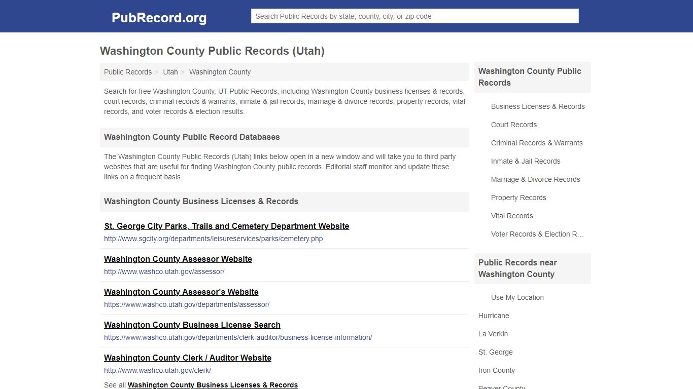 Free Washington County Public Records (Utah Public Records)